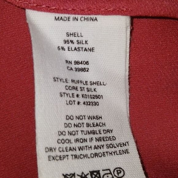 Theory Watermelon Core Silk Sleeveless Ruffle Trim Shell Top - Picture 7 of 7